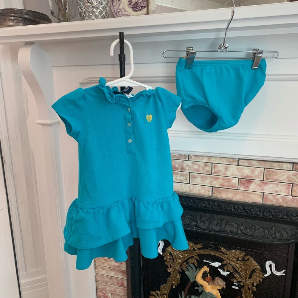Chaps turquoise polo dress size 18 months EUC